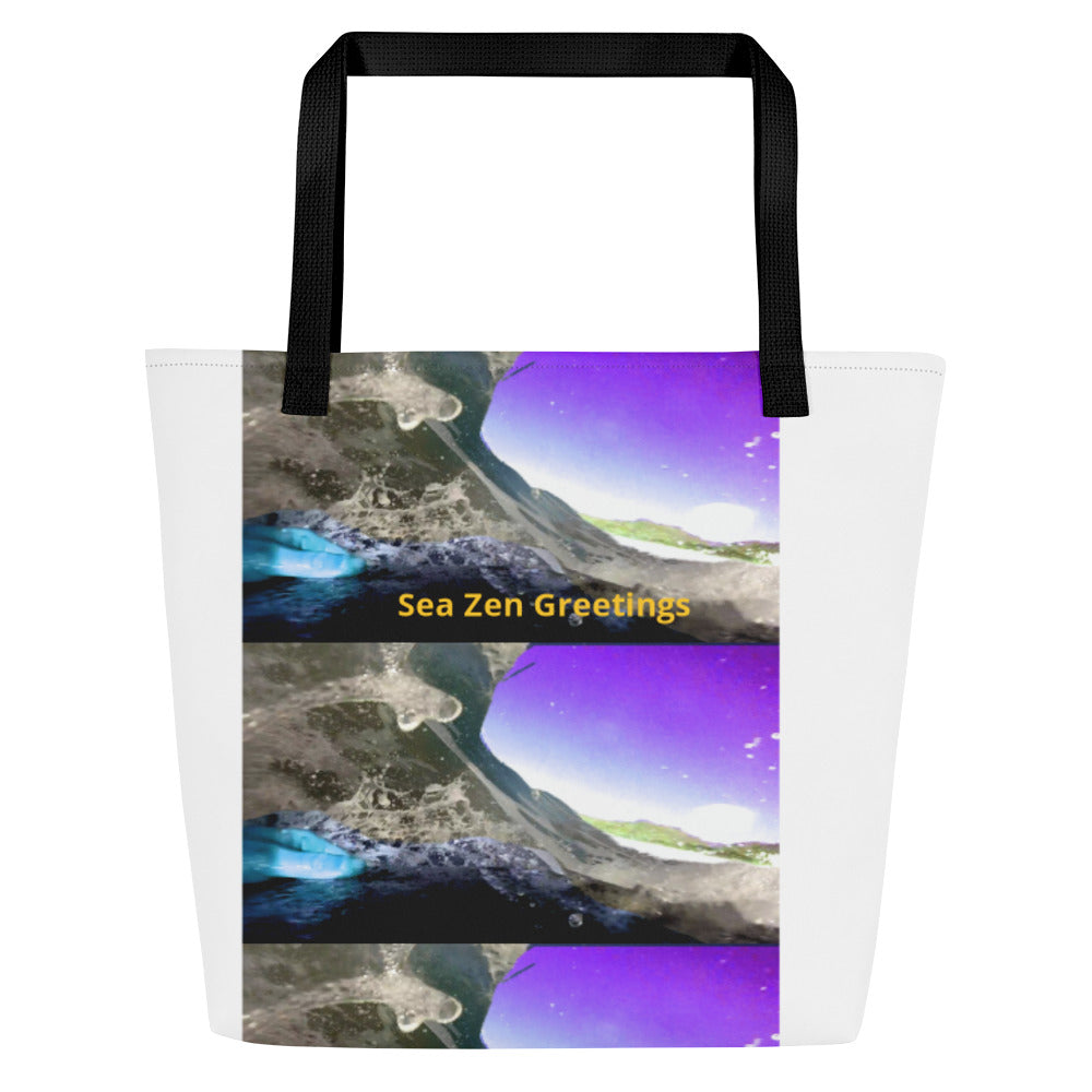 Purple Wave All-Over Print Large Tote Bag