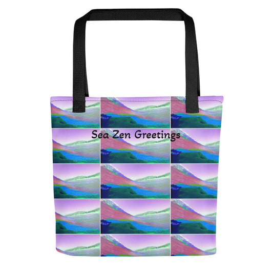 Sea Zen Greetings Tote bag (Black Handles)