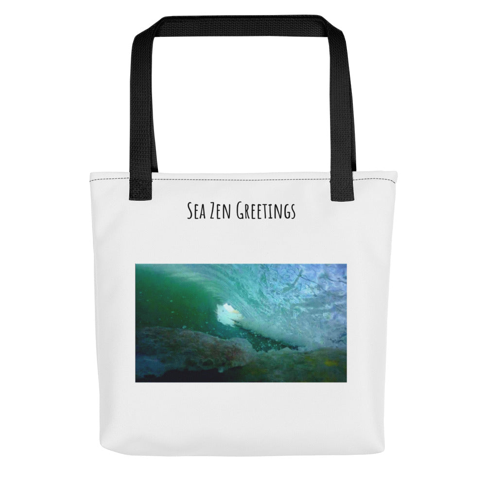 Sea Zen Greetings Tote bag (Black Handles)