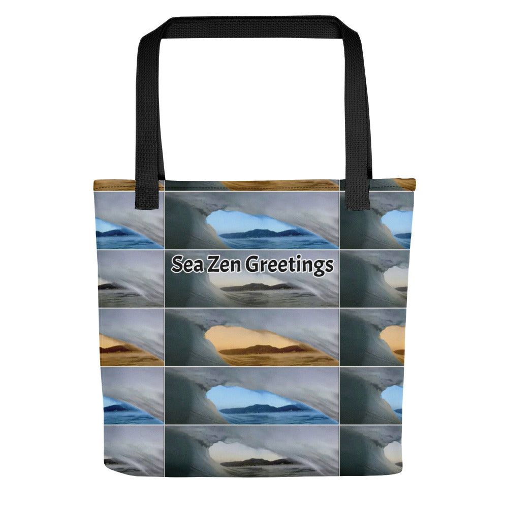 Sea Zen Greetings Tote bag (Black Handles)