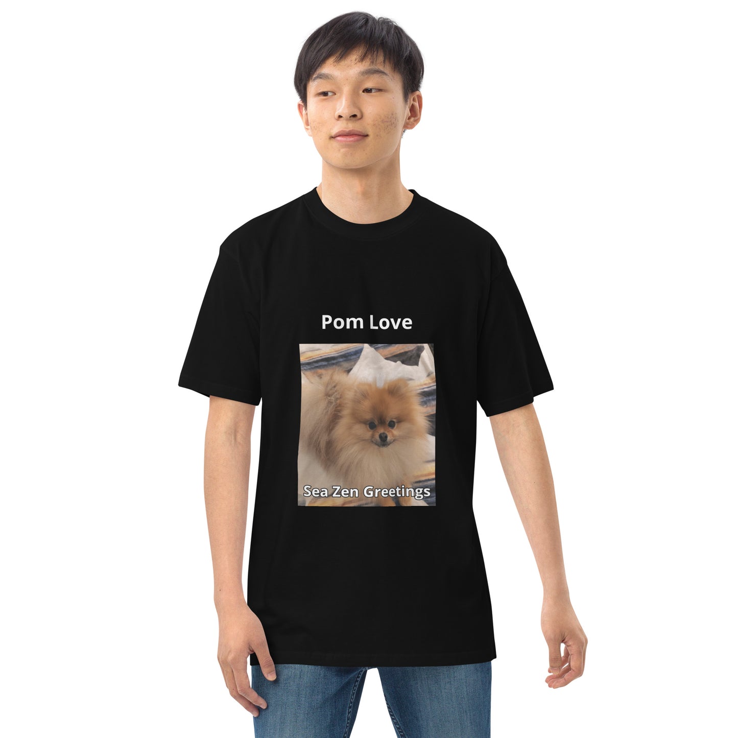 Poofy Pom Love Men’s premium heavyweight tee