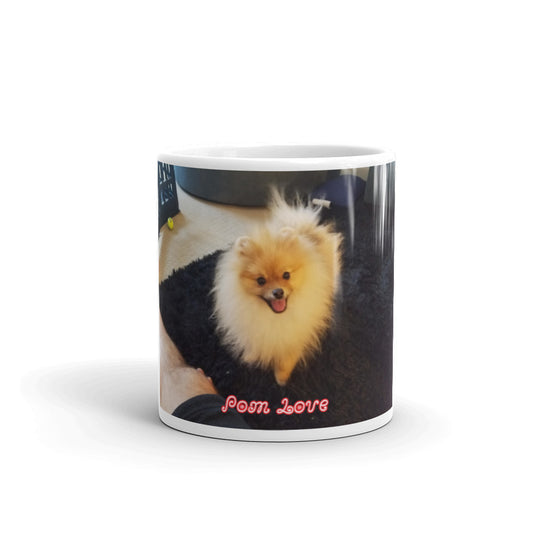 Pom Love White glossy mug