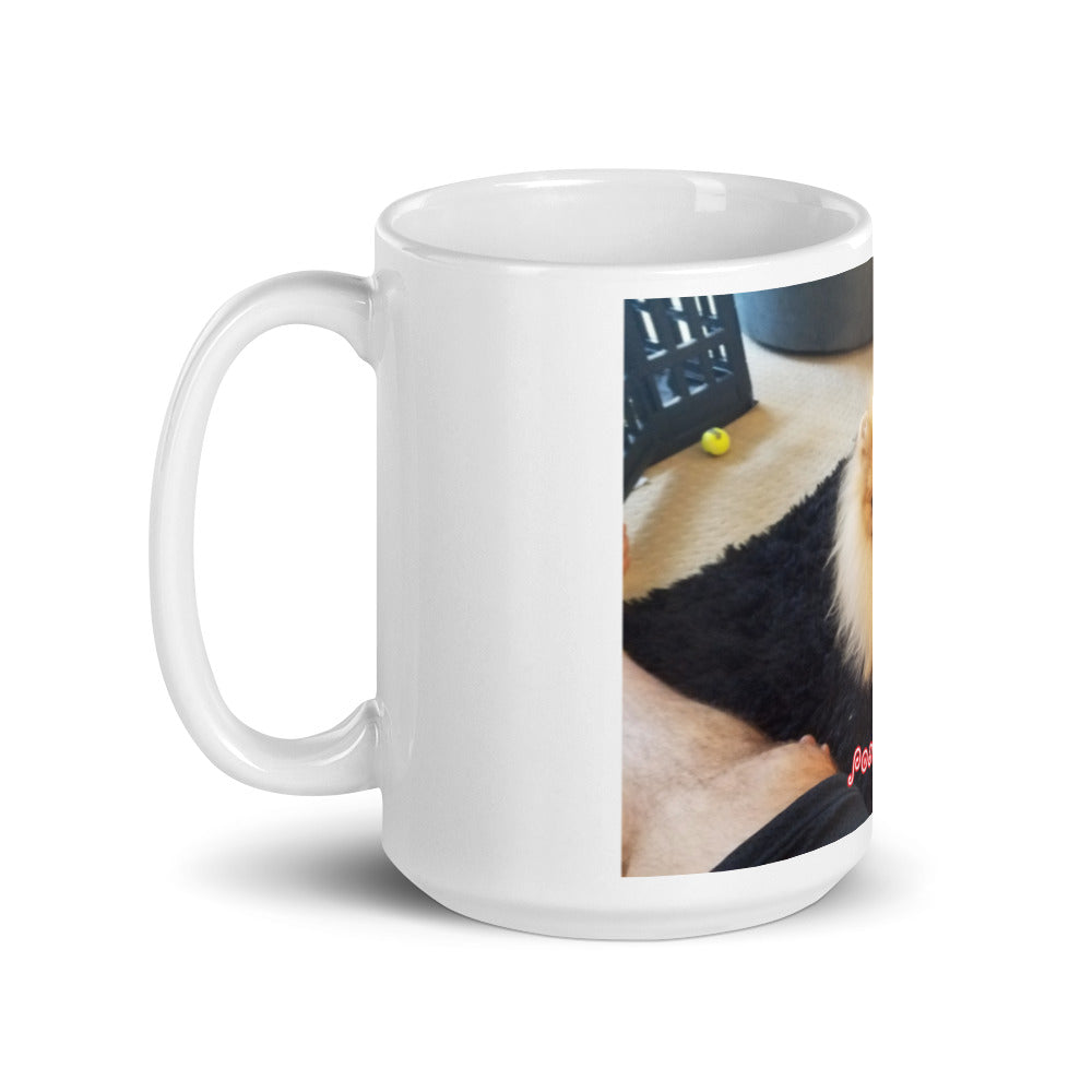 Pom Love White glossy mug